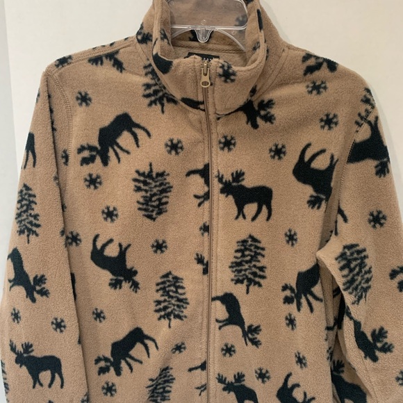 Diagonal Fleece with Reindeer size L Women’s Jacket - Picture 2 of 10